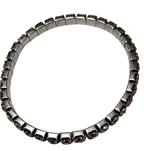 Vintage Elegant Rhinestone Stretch Tennis Bracelet Classic Fashion Jewelry Women - Picture 2 of 4